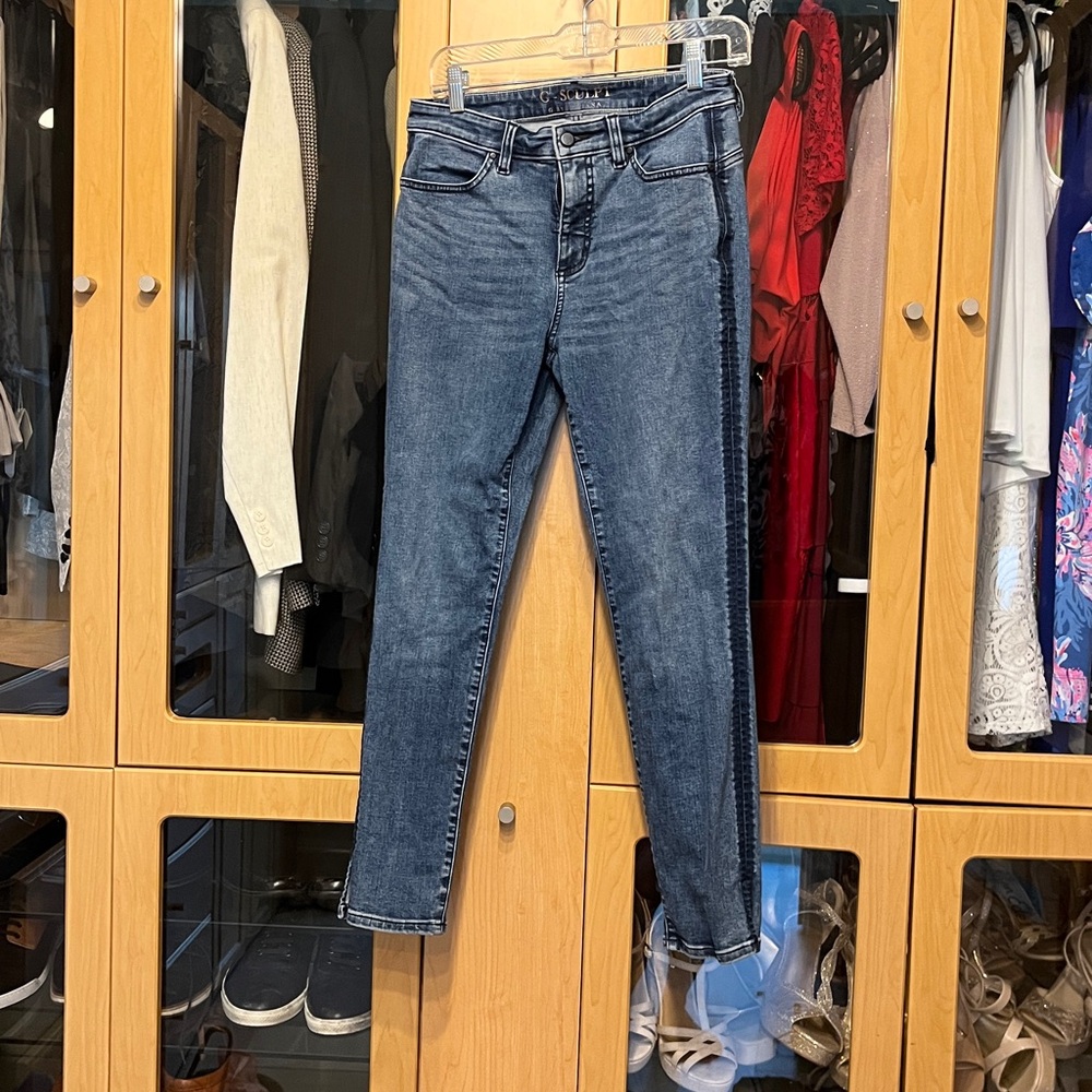 G by Giuliana Dark Blue G-Sculpt Jeans straight with side accent and slit